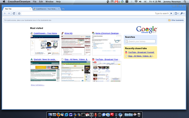 Mac Screenshot for Google Chrome